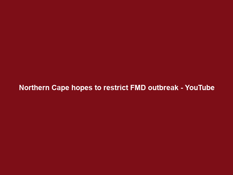 Northern Cape hopes to restrict FMD outbreak – YouTube