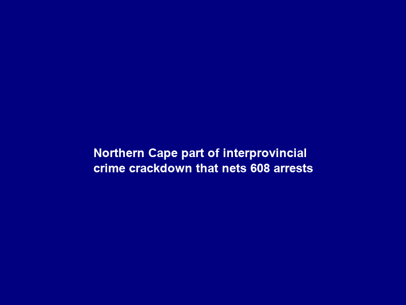 Northern Cape part of interprovincial crime crackdown that nets 608 arrests