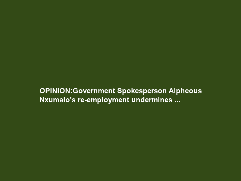 OPINION:Government Spokesperson Alpheous Nxumalo’s re-employment undermines …