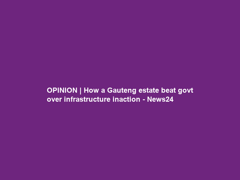 OPINION | How a Gauteng estate beat govt over infrastructure inaction – News24