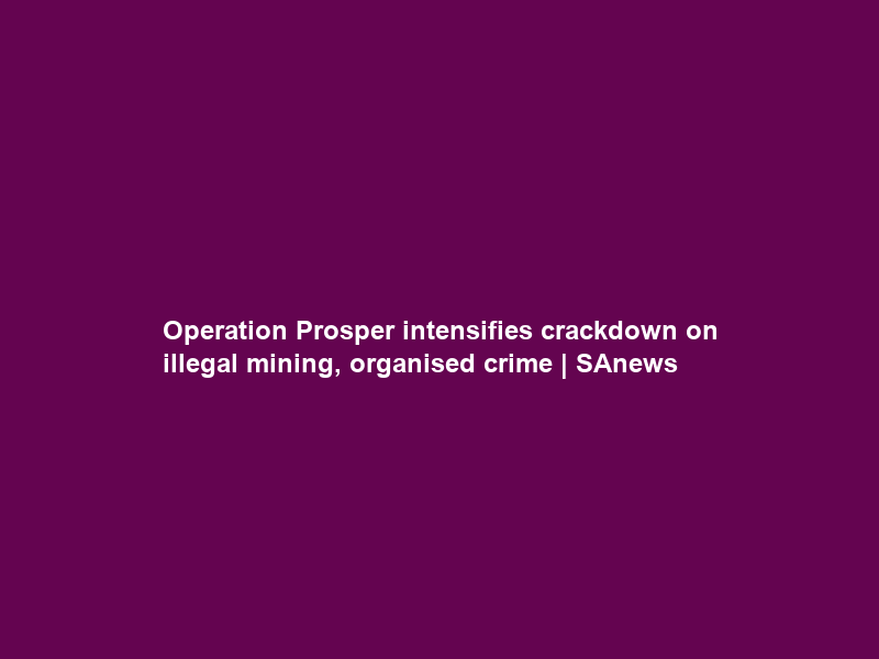 Operation Prosper intensifies crackdown on illegal mining, organised crime | SAnews