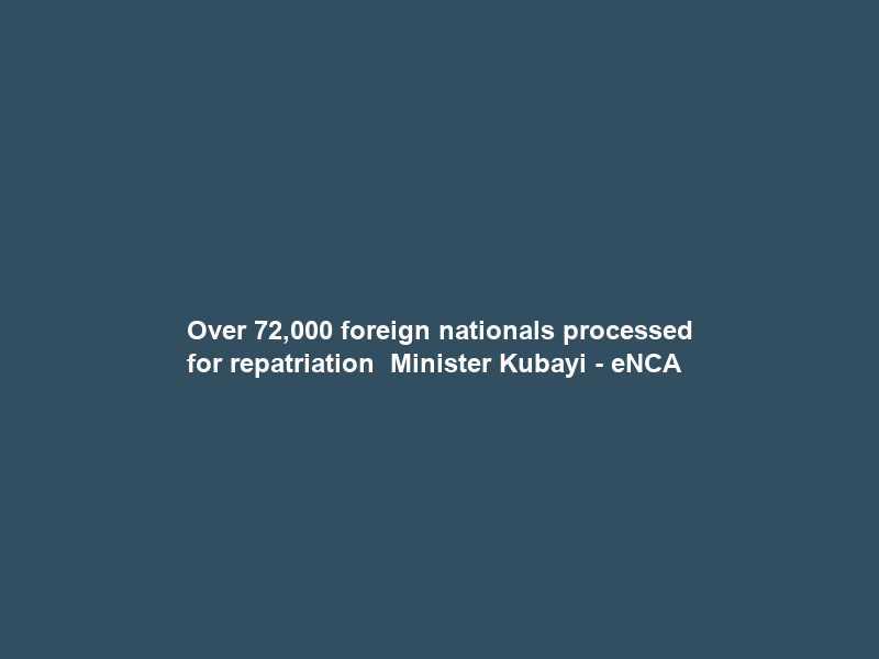 Over 72,000 foreign nationals processed for repatriation – Minister Kubayi – eNCA