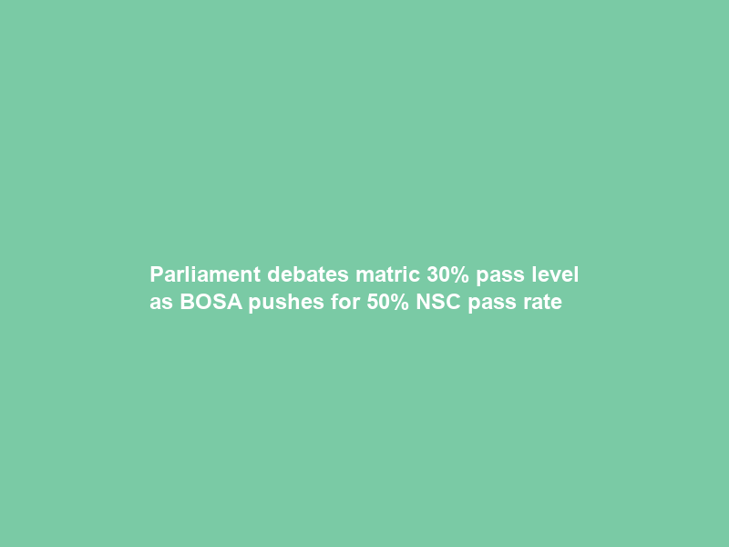 Parliament debates matric 30% pass level as BOSA pushes for 50% NSC pass rate