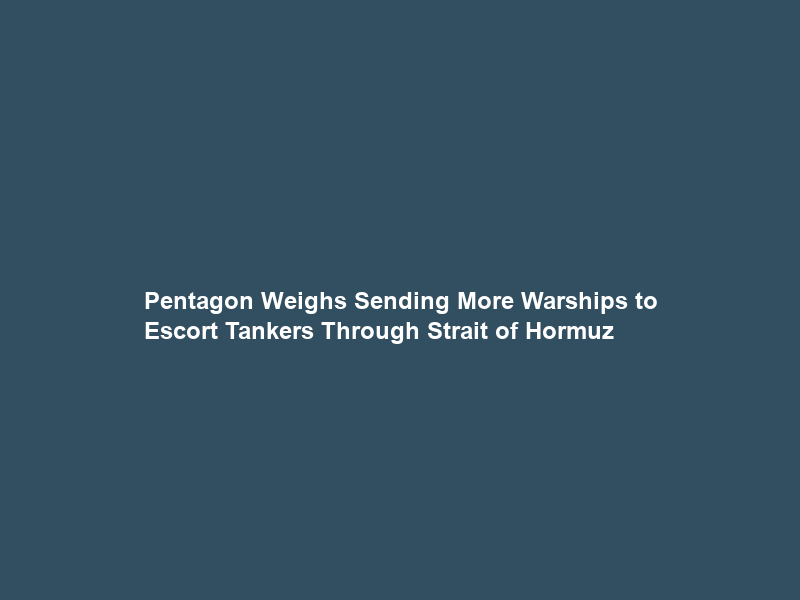 Pentagon Weighs Sending More Warships to Escort Tankers Through Strait of Hormuz