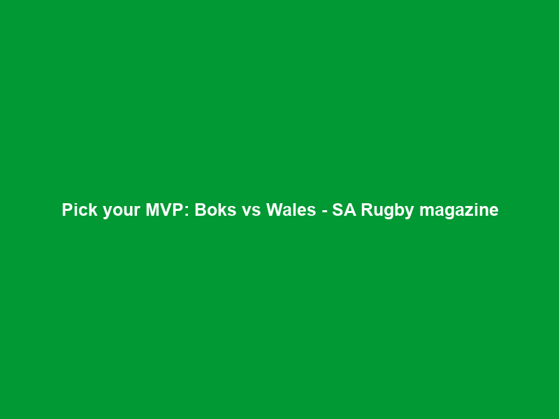 Pick your MVP: Boks vs Wales – SA Rugby magazine