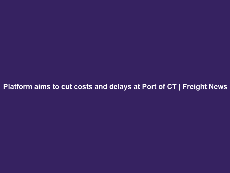 Platform aims to cut costs and delays at Port of CT | Freight News