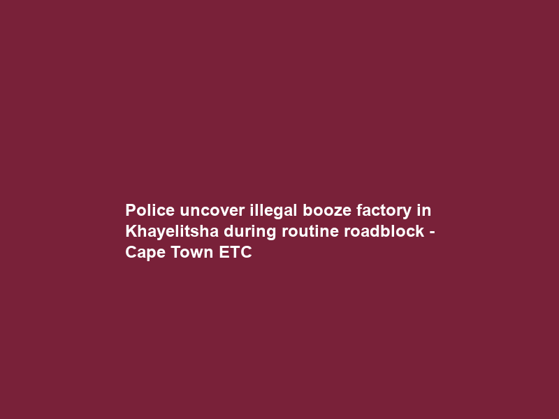 Police uncover illegal booze factory in Khayelitsha during routine roadblock – Cape Town ETC