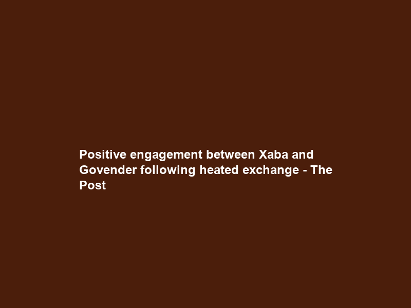 Positive engagement between Xaba and Govender following heated exchange – The Post