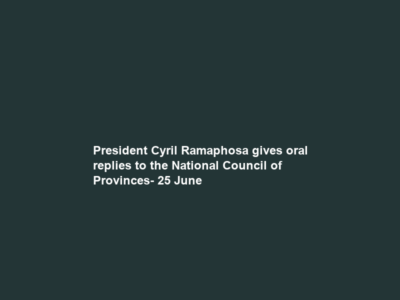 President Cyril Ramaphosa gives oral replies to the National Council of Provinces- 25 June