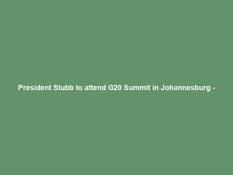 President Stubb to attend G20 Summit in Johannesburg –