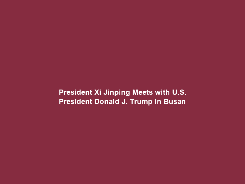 President Xi Jinping Meets with U.S. President Donald J. Trump in Busan