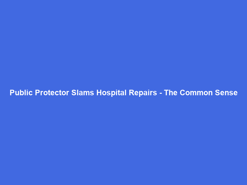 Public Protector Slams Hospital Repairs – The Common Sense