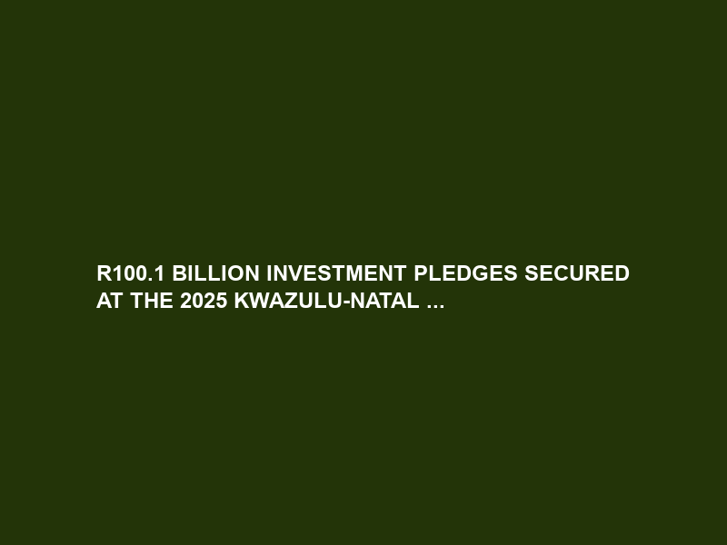 R100.1 BILLION INVESTMENT PLEDGES SECURED AT THE 2025 KWAZULU-NATAL …
