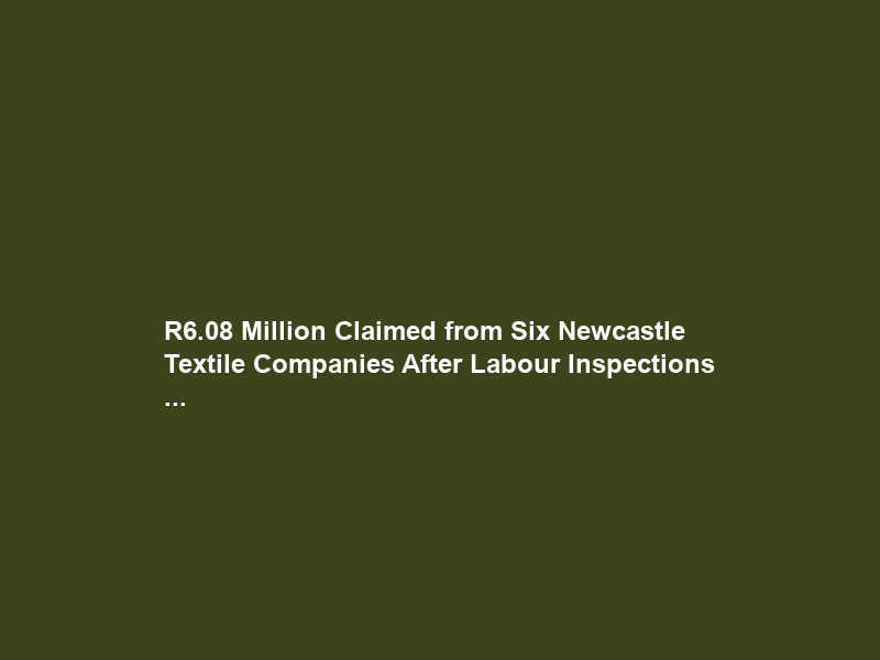 R6.08 Million Claimed from Six Newcastle Textile Companies After Labour Inspections …