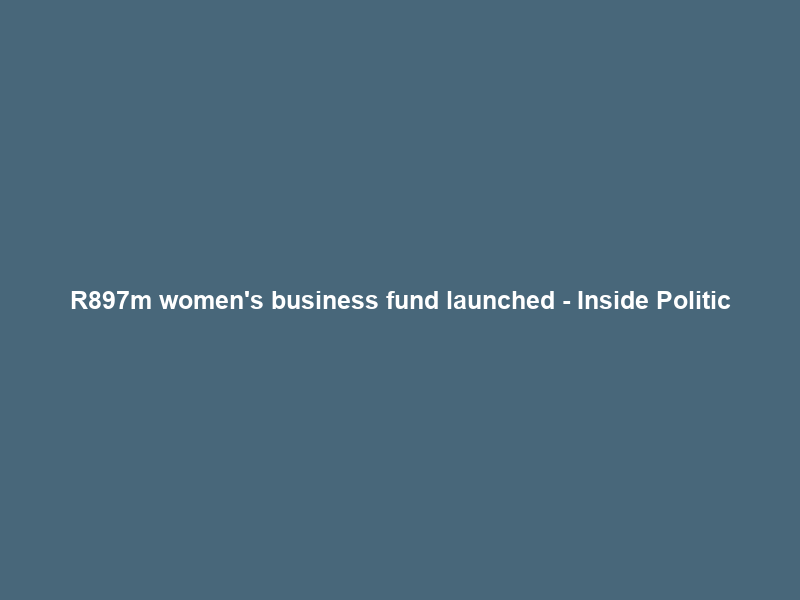 R897m women’s business fund launched – Inside Politic
