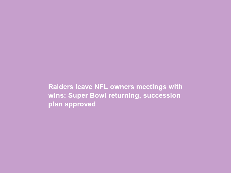 Raiders leave NFL owners meetings with wins: Super Bowl returning, succession plan approved