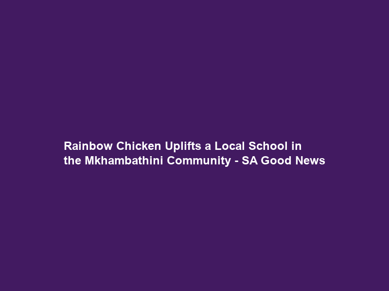 Rainbow Chicken Uplifts a Local School in the Mkhambathini Community – SA Good News
