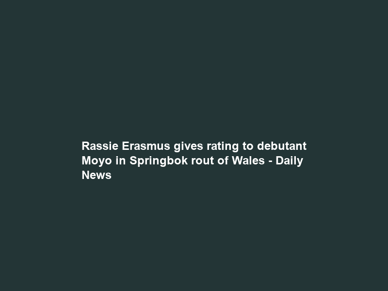 Rassie Erasmus gives rating to debutant Moyo in Springbok rout of Wales – Daily News