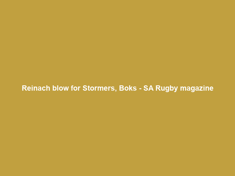 Reinach blow for Stormers, Boks – SA Rugby magazine