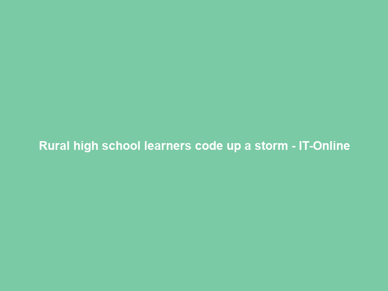 Rural high school learners code up a storm – IT-Online