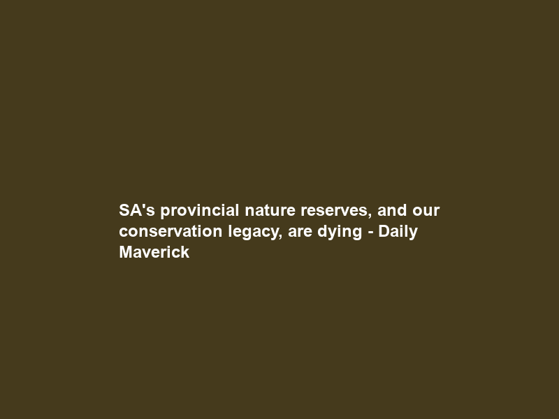 SA’s provincial nature reserves, and our conservation legacy, are dying – Daily Maverick