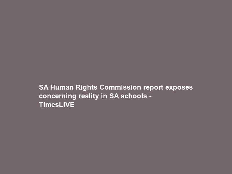 SA Human Rights Commission report exposes concerning reality in SA schools – TimesLIVE