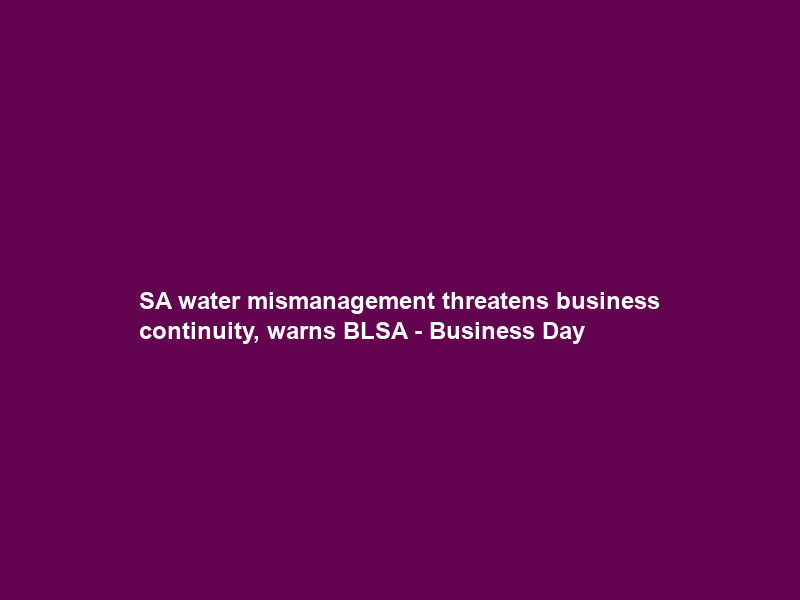 SA water mismanagement threatens business continuity, warns BLSA – Business Day