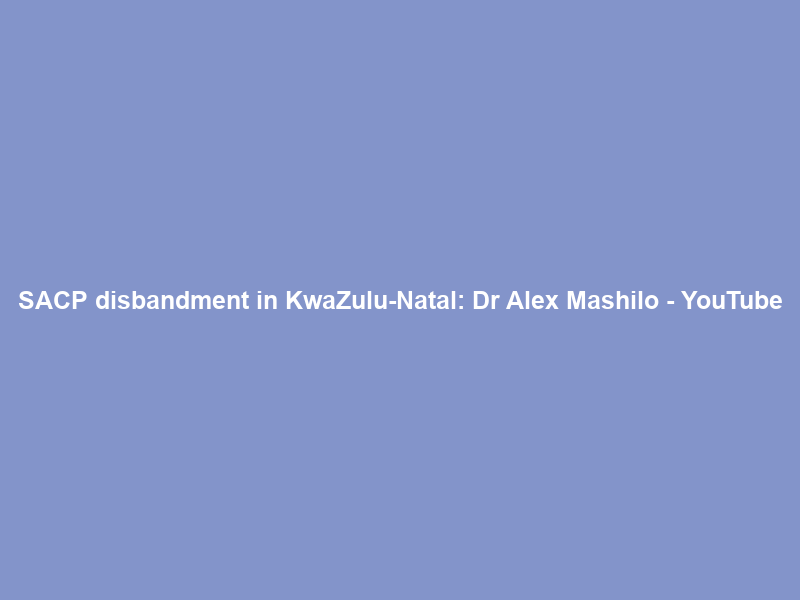 SACP disbandment in KwaZulu-Natal: Dr Alex Mashilo – YouTube