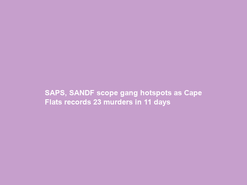 SAPS, SANDF scope gang hotspots as Cape Flats records 23 murders in 11 days