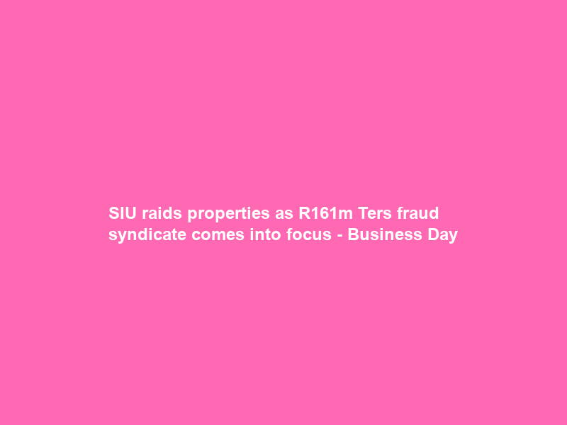 SIU raids properties as R161m Ters fraud syndicate comes into focus – Business Day