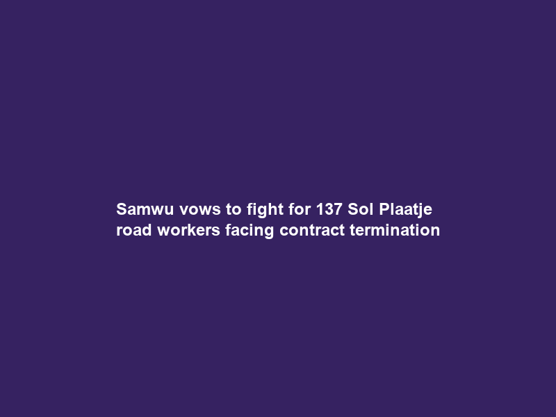 Samwu vows to fight for 137 Sol Plaatje road workers facing contract termination