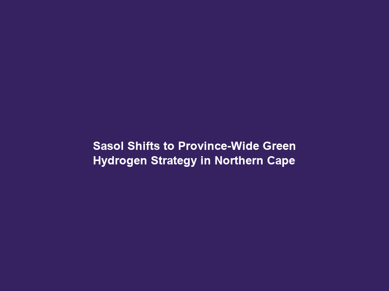 Sasol Shifts to Province-Wide Green Hydrogen Strategy in Northern Cape