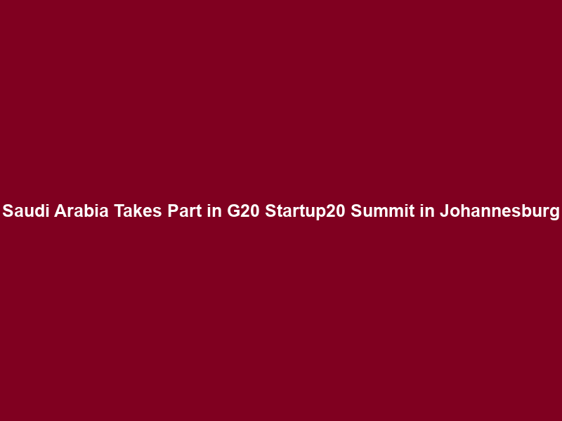 Saudi Arabia Takes Part in G20 Startup20 Summit in Johannesburg