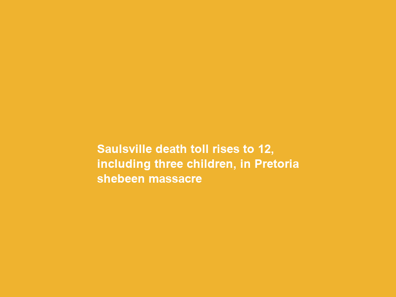 Saulsville death toll rises to 12, including three children, in Pretoria shebeen massacre