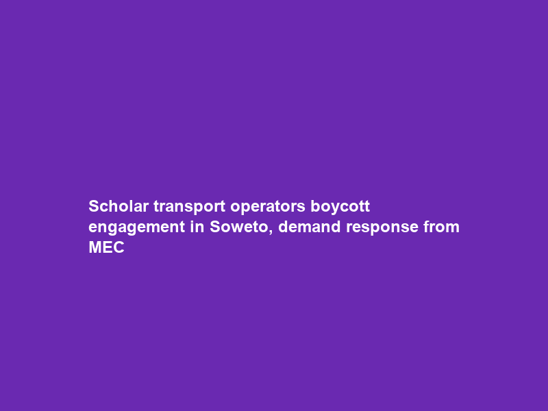 Scholar transport operators boycott engagement in Soweto, demand response from MEC