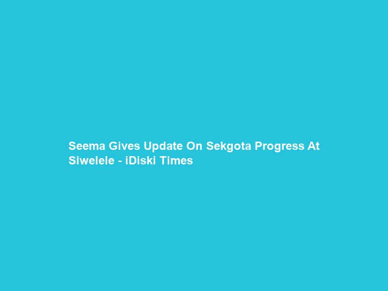 Seema Gives Update On Sekgota Progress At Siwelele – iDiski Times