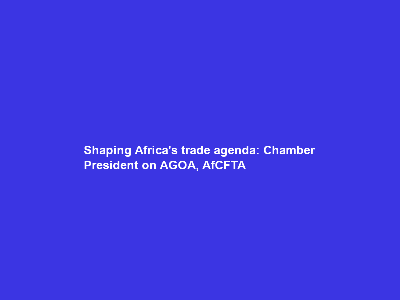 Shaping Africa’s trade agenda: Chamber President on AGOA, AfCFTA & regional prosperity