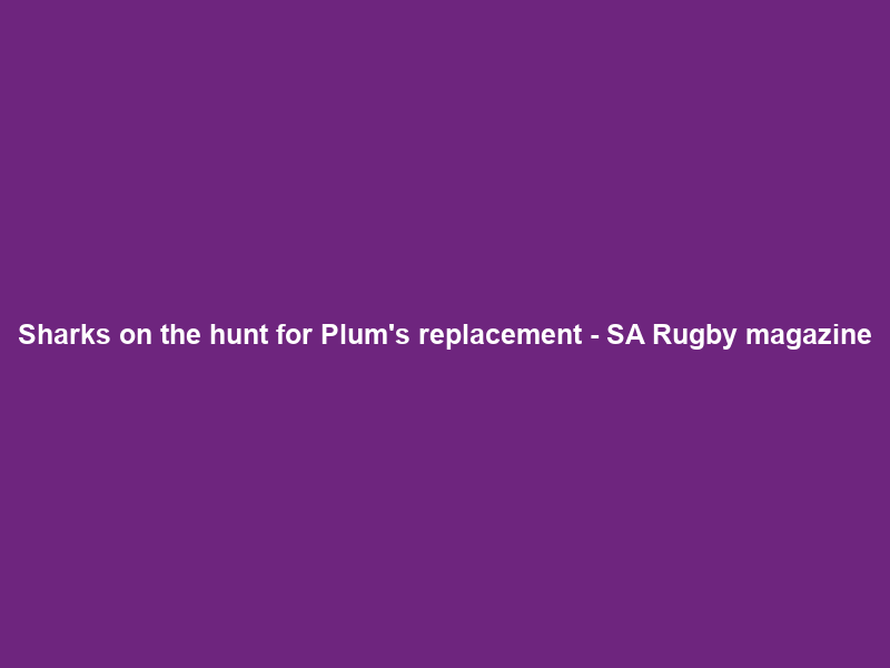 Sharks on the hunt for Plum’s replacement – SA Rugby magazine