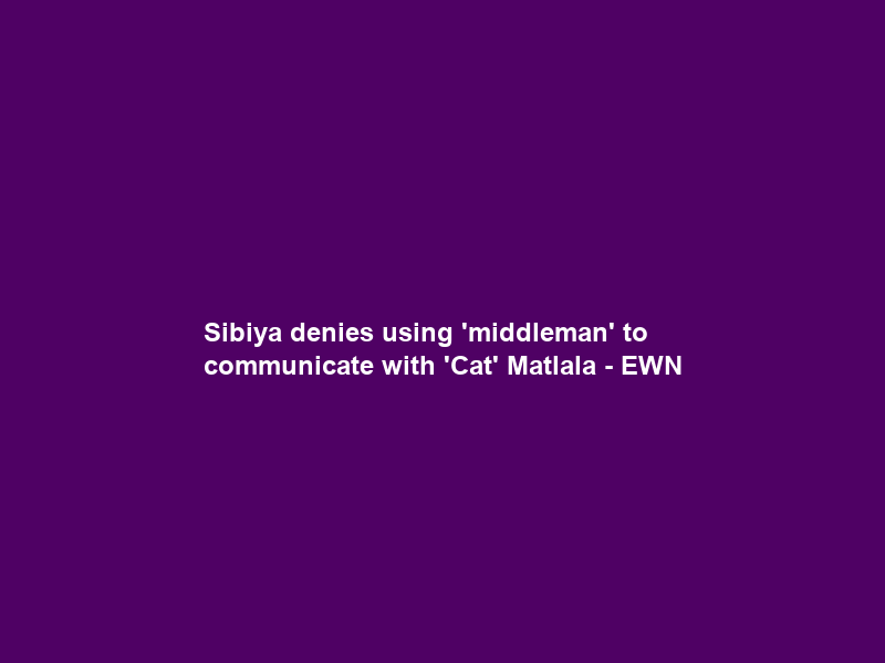 Sibiya denies using ‘middleman’ to communicate with ‘Cat’ Matlala – EWN