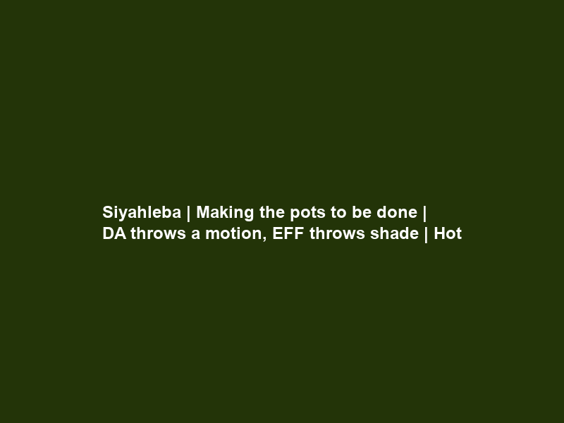 Siyahleba | Making the pots to be done | DA throws a motion, EFF throws shade | Hot & Not |