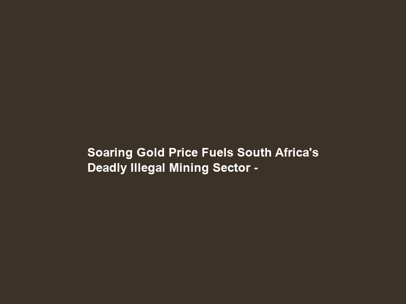 Soaring Gold Price Fuels South Africa’s Deadly Illegal Mining Sector –