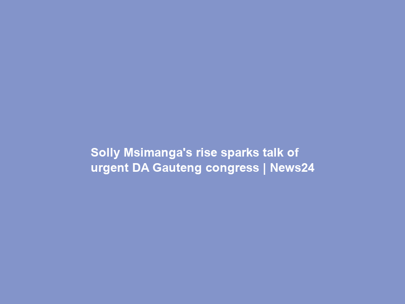 Solly Msimanga’s rise sparks talk of urgent DA Gauteng congress | News24