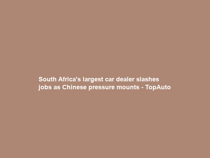 South Africa’s largest car dealer slashes jobs as Chinese pressure mounts – TopAuto