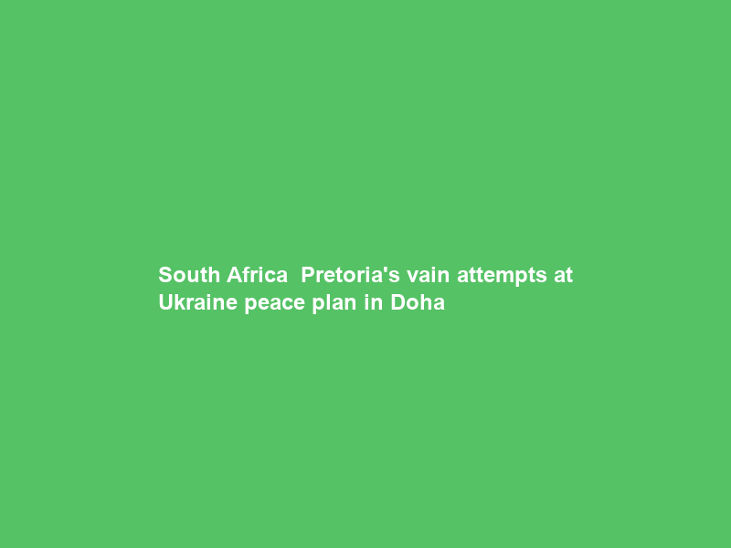 South Africa • Pretoria’s vain attempts at Ukraine peace plan in Doha