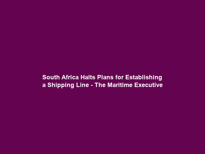 South Africa Halts Plans for Establishing a Shipping Line – The Maritime Executive