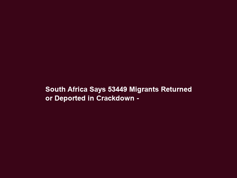 South Africa Says 53449 Migrants Returned or Deported in Crackdown –