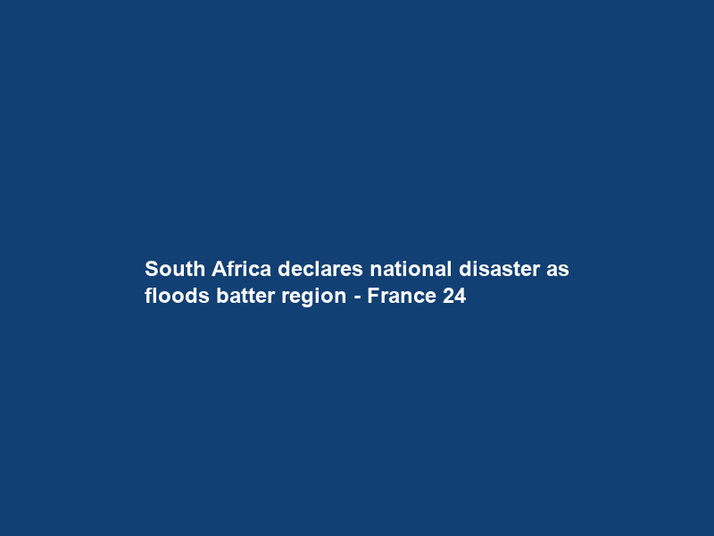 South Africa declares national disaster as floods batter region – France 24