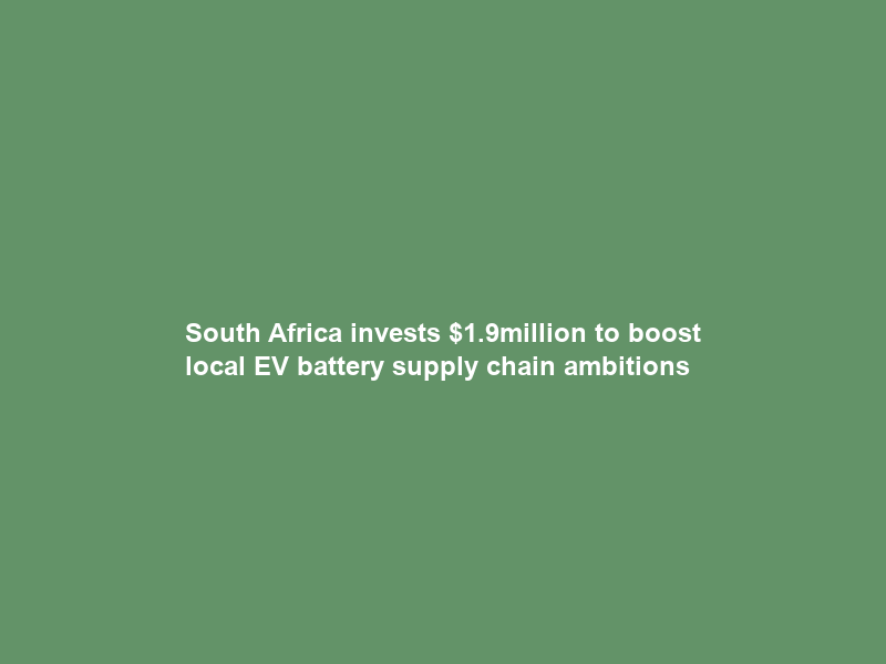 South Africa invests .9million to boost local EV battery supply chain ambitions