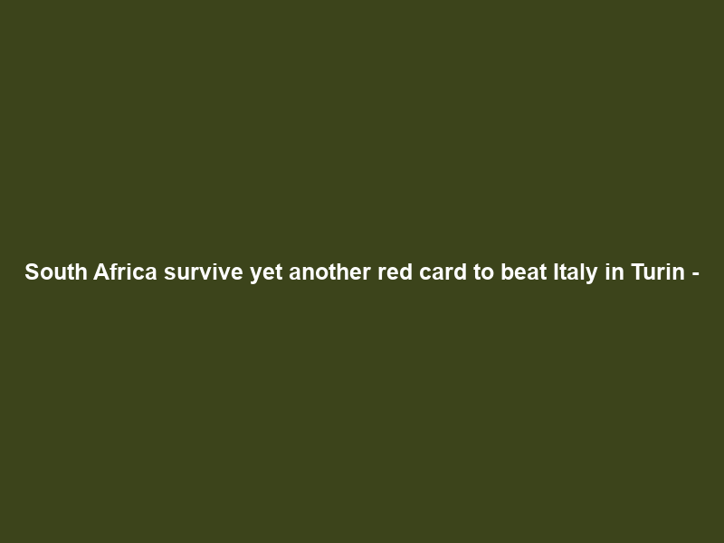 South Africa survive yet another red card to beat Italy in Turin –