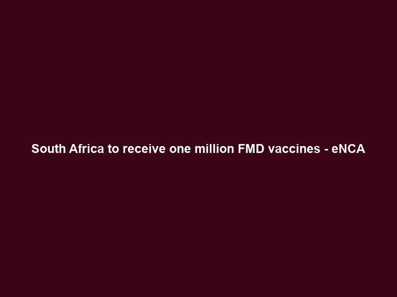 South Africa to receive one million FMD vaccines – eNCA